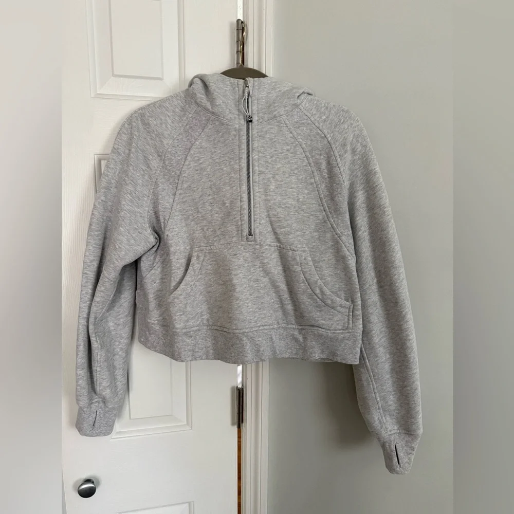 Lululemon Athletica Scuba Oversized Cropped Light Gray Hoodie - Picture 2 of 5